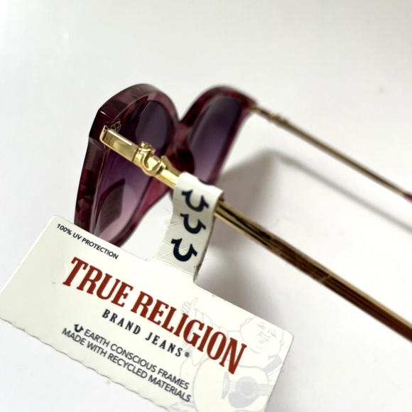 New Original TRUE RELIGION Cat Eye Sunglasses Tortoise Shell Pink Acetate main image 4